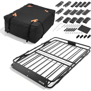 image:imageVEVOR Roof Rack Basket with Cargo Bag 51 x 36 x 4 in Roof Top Carrier Basket with Folding Design 200 lbs Capacity AllWeather Car Top Luggage Holder Universal Fit for SUV Truck Car51in with Bag