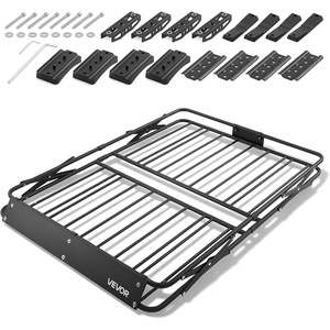image:imageVEVOR Roof Rack Basket with Cargo Bag 51 x 36 x 4 in Roof Top Carrier Basket with Folding Design 200 lbs Capacity AllWeather Car Top Luggage Holder Universal Fit for SUV Truck Car46in