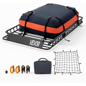image:imageVEVOR Roof Rack Cargo Basket 54 x 34 x 4 in Heavy Duty Roof Top Carrier Basket with Waterproof Bag Cargo Net Ratchet Straps 200 lbs Capacity Universal Car Top Luggage Holder for SUV Truck Car54x34 in