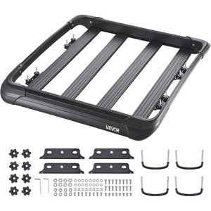 image:imageVEVOR Roof Rack Cargo Carrier 48 x 40 x 56 in Universal Rooftop Cargo Basket Car Top Luggage Holder with 150 lbs Max Load Capacity 41 in Fence AntiRust Alloy Steel Wind Fairing for SUV Car48x40in