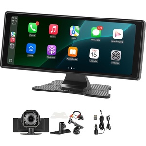 image:imageVEVOR Wireless Car Stereo 10Inch HD Portable Radio Touch Screen with Apple CarPlay and Android Auto CarPlay Screen with Front amp Backup Cameras Voice Control Mirror Link Bluetooth GPS Navigation