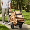 image:imageVEVOR Log Cart 250 lbs Load Capacity Outdoor and Indoor Wood Rack Storage Mover with Pneumatic Rubber Wheels Heavy Duty Steel Dolly Hauler Firewood Carrier for Fireplace Fire Pit Blackwith cover