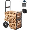 image:imageVEVOR Log Cart 250 lbs Load Capacity Outdoor and Indoor Wood Rack Storage Mover with Pneumatic Rubber Wheels Heavy Duty Steel Dolly Hauler Firewood Carrier for Fireplace Fire Pit Blackwith cover