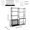 image:imageHappybuy Golf Storage Garage Organizer 2 Bag Stand Sports Equipment Rack Steel Cart Black with Baskets amp Hooks