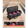 image:imageVEVOR Bowling Ball Bag 3 Ball Double Roller Bowling Bag with Wheels Featuring a Separate Compartment for Shoes Up To US Size 16 amp Oversized Accessory Pocket Retractable Handle Extends to 4134 inBlackblue