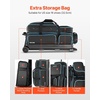 image:imageVEVOR Bowling Ball Bag 3 Ball Double Roller Bowling Bag with Wheels Featuring a Separate Compartment for Shoes Up To US Size 16 amp Oversized Accessory Pocket Retractable Handle Extends to 4134 inBlackblue