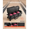 image:imageVEVOR Bowling Ball Bag 3 Ball Double Roller Bowling Bag with Wheels Featuring a Separate Compartment for Shoes Up To US Size 16 amp Oversized Accessory Pocket Retractable Handle Extends to 4134 inBlack