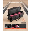 image:imageVEVOR Bowling Ball Bag 3 Ball Double Roller Bowling Bag with Wheels Featuring a Separate Compartment for Shoes Up To US Size 16 amp Oversized Accessory Pocket Retractable Handle Extends to 4134 inBlackred