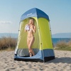 image:imageVEVOR Camping Shower Tent 1 Room Portable Privacy Tent Changing Room with Ground Stakes Ropes Carry Bag and Steel Poles 200D Oxford Fabric with Silver Coating for Camping Beach FishingGreen  Blue