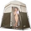 image:imageVEVOR Camping Shower Tent 1 Room Portable Privacy Tent Changing Room with Ground Stakes Ropes Carry Bag and Steel Poles 200D Oxford Fabric with Silver Coating for Camping Beach FishingKhaki