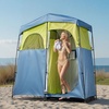 image:imageVEVOR Camping Shower Tent 1 Room Portable Privacy Tent Changing Room with Ground Stakes Ropes Carry Bag and Steel Poles 200D Oxford Fabric with Silver Coating for Camping Beach FishingGreen  Blue