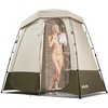 image:imageVEVOR Camping Shower Tent 1 Room Portable Privacy Tent Changing Room with Ground Stakes Ropes Carry Bag and Steel Poles 200D Oxford Fabric with Silver Coating for Camping Beach FishingKhaki