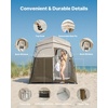 image:imageVEVOR Camping Shower Tent 1 Room Portable Privacy Tent Changing Room with Ground Stakes Ropes Carry Bag and Steel Poles 200D Oxford Fabric with Silver Coating for Camping Beach FishingKhaki