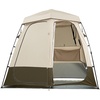 image:imageVEVOR Camping Shower Tent 1 Room Portable Privacy Tent Changing Room with Ground Stakes Ropes Carry Bag and Steel Poles 200D Oxford Fabric with Silver Coating for Camping Beach FishingKhaki