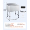 image:imageVEVOR Commercial Ice Bin19 Inch Stainless Steel Ice Chest with Sliding Lid and Bottle Holders Cooler Cart Cocktail Unit for Bar Restaurant Pub NSF Certified24 x 19 x 33