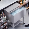 image:imageVEVOR Commercial Ice Bin19 Inch Stainless Steel Ice Chest with Sliding Lid and Bottle Holders Cooler Cart Cocktail Unit for Bar Restaurant Pub NSF Certified24 x 19 x 35