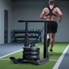 image:imageVEVOR Football Sleds and Chutes Weight Sled Football Training Pull Push Running Sled Fitness Workout Sled Push Gym Equipment Adjustable Height Handle Compatible 12 in Weight PlatesTHandle Black