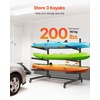 image:imageVEVOR Kayak Storage Rack for 4 Kayaks Holds 220 lbs Heavy Duty Freestanding Stand for Indoor Outdoor Garage Shed Dock Storage Rack Stand Holder for Canoe Small Boat SUP Surfboard amp PaddleboardStand3 KayaksBlack
