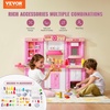 image:imageVEVOR Kids Kitchen Playset 3in1 Toddler Kitchen with Simulated Spray Sounds and Lights Play Kitchen Set with 74 PCS Cooking Accessory Set for Toddlers Preschoolers Children Ages 38 PinkPink