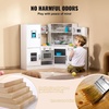 image:imageVEVOR Kids Kitchen Playset 3in1 Toddler Kitchen with Simulated Spray Sounds and Lights Play Kitchen Set with 74 PCS Cooking Accessory Set for Toddlers Preschoolers Children Ages 38 PinkWhite