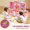 image:imageVEVOR Kids Kitchen Playset 3in1 Toddler Kitchen with Simulated Spray Sounds and Lights Play Kitchen Set with 74 PCS Cooking Accessory Set for Toddlers Preschoolers Children Ages 38 PinkPink