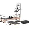 image:imageVEVOR Pilates Reformer Foldable Suitable for Intermediate and Beginners Users Pilates Equipment for Home Gym Studio Use with 4 Adjustable Resistance Spring Up to 400 LBSwood color