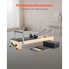 image:imageVEVOR Pilates Reformer Foldable Suitable for Intermediate and Beginners Users Pilates Equipment for Home Gym Studio Use with 4 Adjustable Resistance Spring Up to 400 LBSNatural wood color