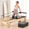 image:imageVEVOR Pilates Reformer Foldable Suitable for Intermediate and Beginners Users Pilates Equipment for Home Gym Studio Use with 4 Adjustable Resistance Spring Up to 400 LBSNatural wood color