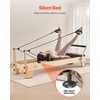 image:imageVEVOR Pilates Reformer Foldable Suitable for Intermediate and Beginners Users Pilates Equipment for Home Gym Studio Use with 4 Adjustable Resistance Spring Up to 400 LBSNatural wood color