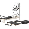 image:imageVEVOR Pilates Reformer Foldable Suitable for Intermediate and Beginners Users Pilates Equipment for Home Gym Studio Use with 4 Adjustable Resistance Spring Up to 400 LBSWhite