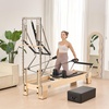 image:imageVEVOR Pilates Reformer Foldable Suitable for Intermediate and Beginners Users Pilates Equipment for Home Gym Studio Use with 4 Adjustable Resistance Spring Up to 400 LBSNatural wood color