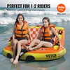 image:imageVEVOR Towable Tubes for Boating 2Rider Inflatable Boat Tubes and Towables 340 lbs Capacity Water Sport Tubes for Boat to Pull  with 2 Cockpits Full Nylon Cover Padded Grab Handles amp Safety Valve2Riders