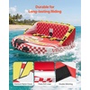 image:imageVEVOR Towable Tubes for Boating 2Rider Inflatable Boat Tubes and Towables 340 lbs Capacity Water Sport Tubes for Boat to Pull  with 2 Cockpits Full Nylon Cover Padded Grab Handles amp Safety Valve4Riders