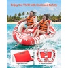 image:imageVEVOR Towable Tubes for Boating 2Rider Inflatable Boat Tubes and Towables 340 lbs Capacity Water Sport Tubes for Boat to Pull  with 2 Cockpits Full Nylon Cover Padded Grab Handles amp Safety Valve2Riders