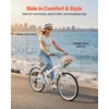 image:imageVEVOR Women Beach Cruiser Bike 2426 Inch 17 Speed Pink amp Light Blue Ladies Bicycle Adjustable Seat Front Basket amp Rear Rack Perfect for Daily Riding Shopping amp FitnessWhite
