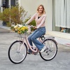 image:imageVEVOR Women Bike 7Speed and 1Speed 2426 Inch Pink and Light Blue Beach Cruiser Bike with Large Capacity Basket and Rear Rack Adjustable Seat Fits for Cycling Exercise amp ShoppingPink