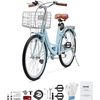 image:imageVEVOR Women Bike 7Speed and 1Speed 2426 Inch Pink and Light Blue Beach Cruiser Bike with Large Capacity Basket and Rear Rack Adjustable Seat Fits for Cycling Exercise amp ShoppingLight blue