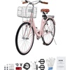 image:imageVEVOR Women Bike 7Speed and 1Speed 2426 Inch Pink and Light Blue Beach Cruiser Bike with Large Capacity Basket and Rear Rack Adjustable Seat Fits for Cycling Exercise amp ShoppingPink