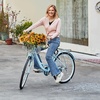 image:imageVEVOR Women Bike 7Speed and 1Speed 2426 Inch Pink and Light Blue Beach Cruiser Bike with Large Capacity Basket and Rear Rack Adjustable Seat Fits for Cycling Exercise amp ShoppingLight blue