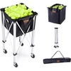 image:imageVEVORFoldable Tennis Ball Hopper Holds 150180 Tennis Balls Lightweight Aluminum Alloy Tennis Ball Basket Cart with Wheels for Tennis Playerblack