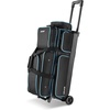 image:imageVEVOR Bowling Ball Bag 3 Ball Double Roller Bowling Bag with Wheels Featuring a Separate Compartment for Shoes Up To US Size 16 amp Oversized Accessory Pocket Retractable Handle Extends to 4134 inBlackblue