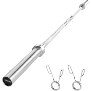 image:imageVEVOR 4FT6FT Barbell Bar Fits 2Inch Weight Plates Chrome Plated Barbell Bar with Knurled Grip for Strength Training Weightlifting Squat Deadlift Bench Press Curl Overhead Press 500lbs Capacity6 FT