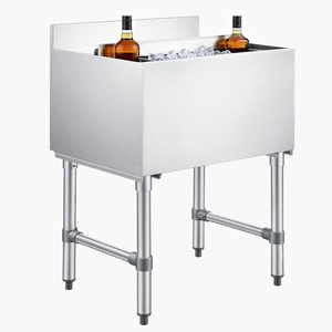 image:imageVEVOR Commercial Ice Bin19 Inch Stainless Steel Ice Chest with Sliding Lid and Bottle Holders Cooler Cart Cocktail Unit for Bar Restaurant Pub NSF Certified24 x 19 x 33