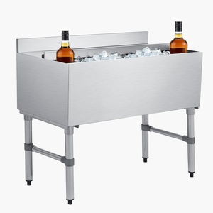image:imageVEVOR Commercial Ice Bin19 Inch Stainless Steel Ice Chest with Sliding Lid and Bottle Holders Cooler Cart Cocktail Unit for Bar Restaurant Pub NSF Certified36 x 19 x 33