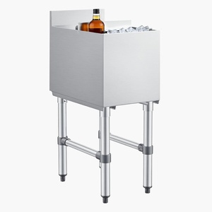 image:imageVEVOR Commercial Ice Bin19 Inch Stainless Steel Ice Chest with Sliding Lid and Bottle Holders Cooler Cart Cocktail Unit for Bar Restaurant Pub NSF Certified12 x 19 x 33