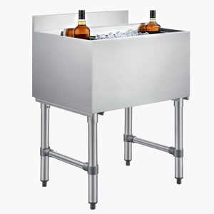 image:imageVEVOR Commercial Ice Bin19 Inch Stainless Steel Ice Chest with Sliding Lid and Bottle Holders Cooler Cart Cocktail Unit for Bar Restaurant Pub NSF Certified30 x 19 x 33