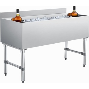 image:imageVEVOR Commercial Ice Bin19 Inch Stainless Steel Ice Chest with Sliding Lid and Bottle Holders Cooler Cart Cocktail Unit for Bar Restaurant Pub NSF Certified48 x 19 x 33