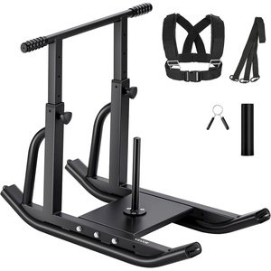 image:imageVEVOR Football Sleds and Chutes Weight Sled Football Training Pull Push Running Sled Fitness Workout Sled Push Gym Equipment Adjustable Height Handle Compatible 12 in Weight PlatesTHandle Black