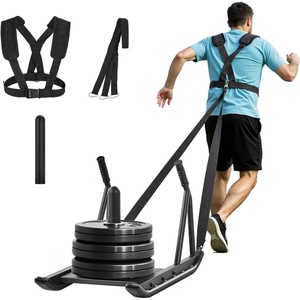 image:imageVEVOR Football Sleds and Chutes Weight Sled Football Training Pull Push Running Sled Fitness Workout Sled Push Gym Equipment Adjustable Height Handle Compatible 12 in Weight PlatesPush PullBK