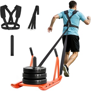 image:imageVEVOR Football Sleds and Chutes Weight Sled Football Training Pull Push Running Sled Fitness Workout Sled Push Gym Equipment Adjustable Height Handle Compatible 12 in Weight PlatesPush PullBK OR